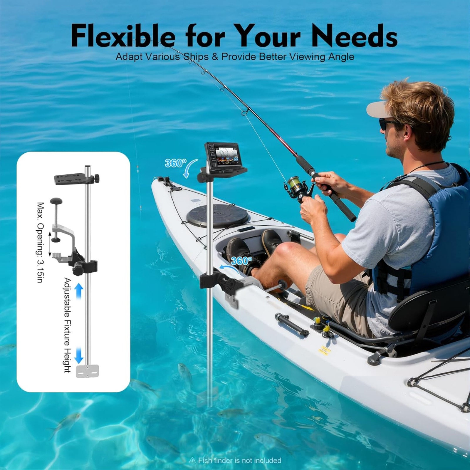 Portable 360° Adjustable Trans - Fish Finder Mount ulasan dan harga