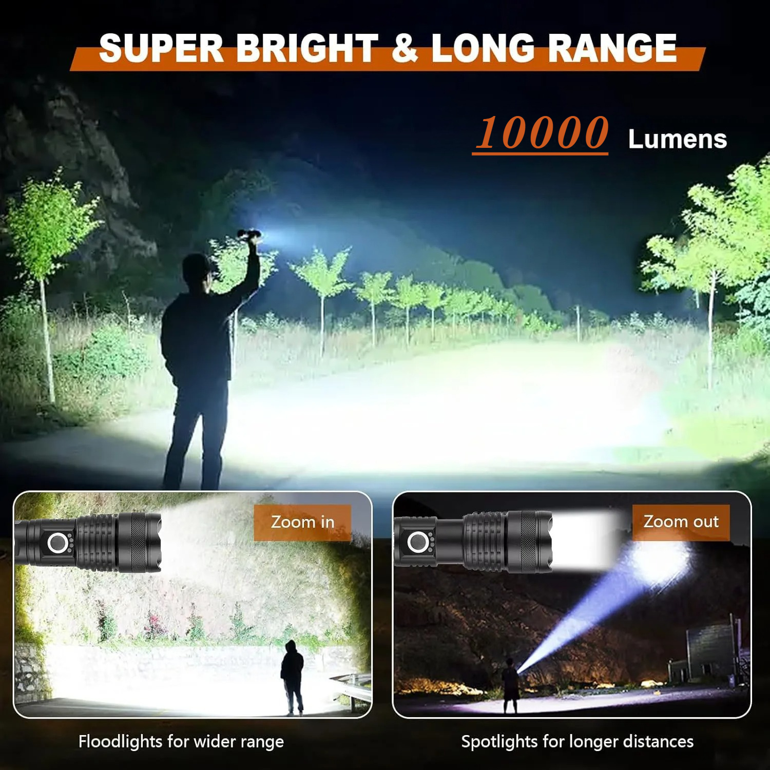 High Power LED Flashlight Rech - Fishing Light ulasan dan harga