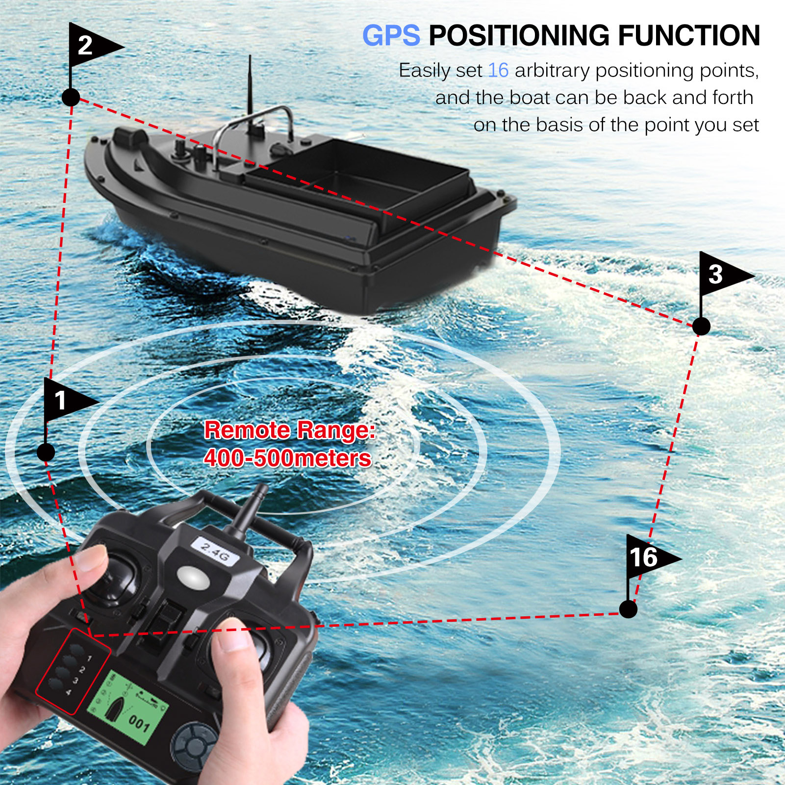 D16E GPS Fishing Bait Boat wit - Fishing Gps ulasan dan harga